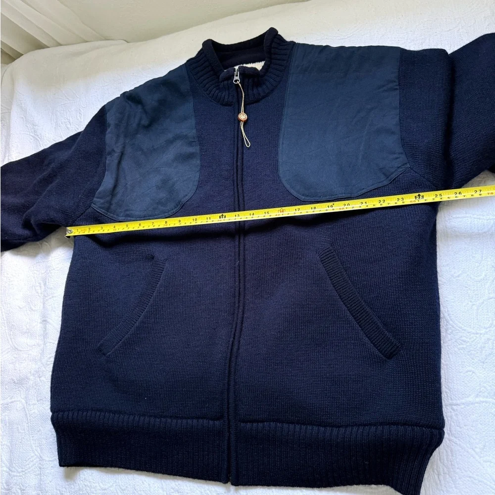 BERETTA Men’s Navy Wool JacketNWOT Sherpa LinenFull Zip Sweater Coat Large - Picture 10 of 17